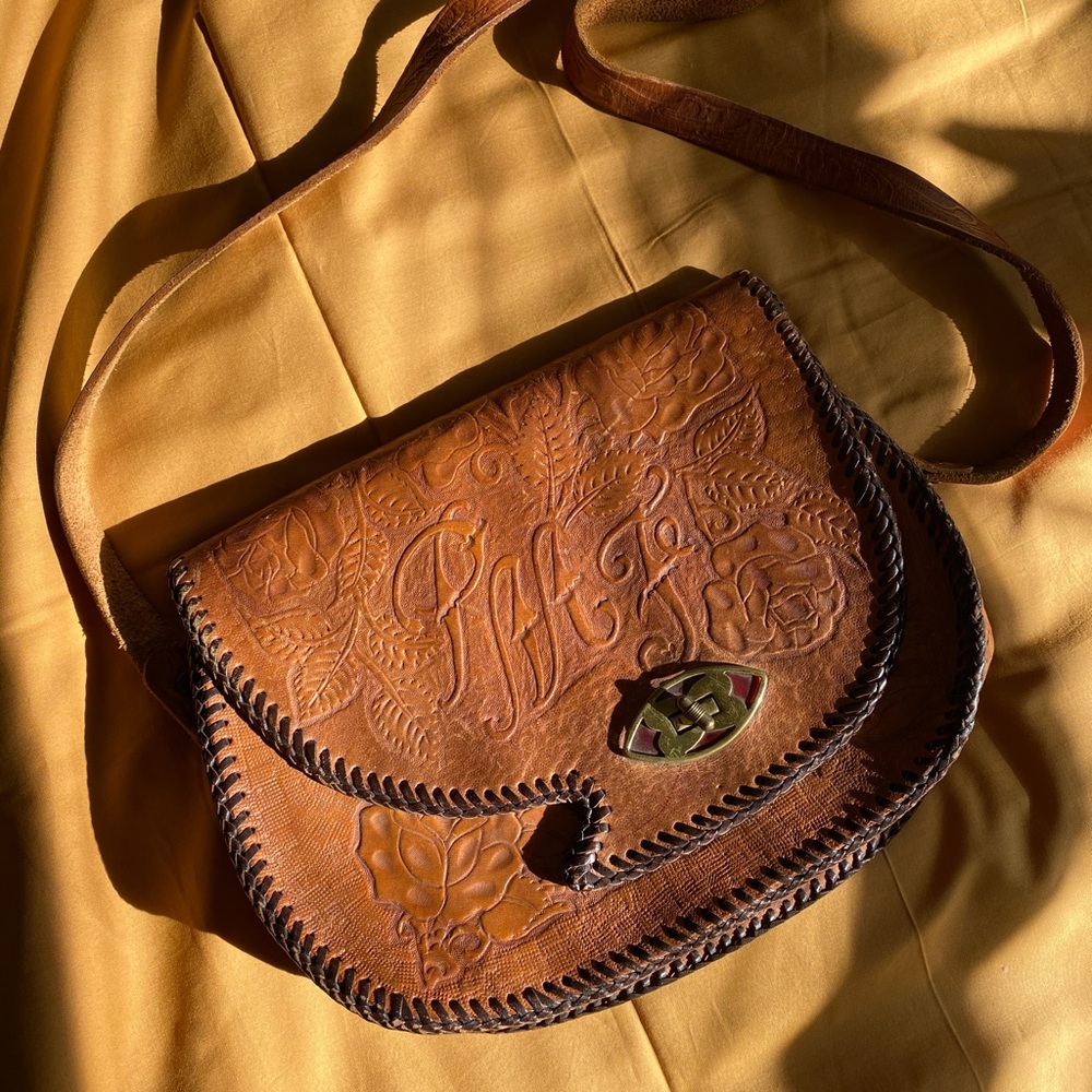 Hand tooled leather purse